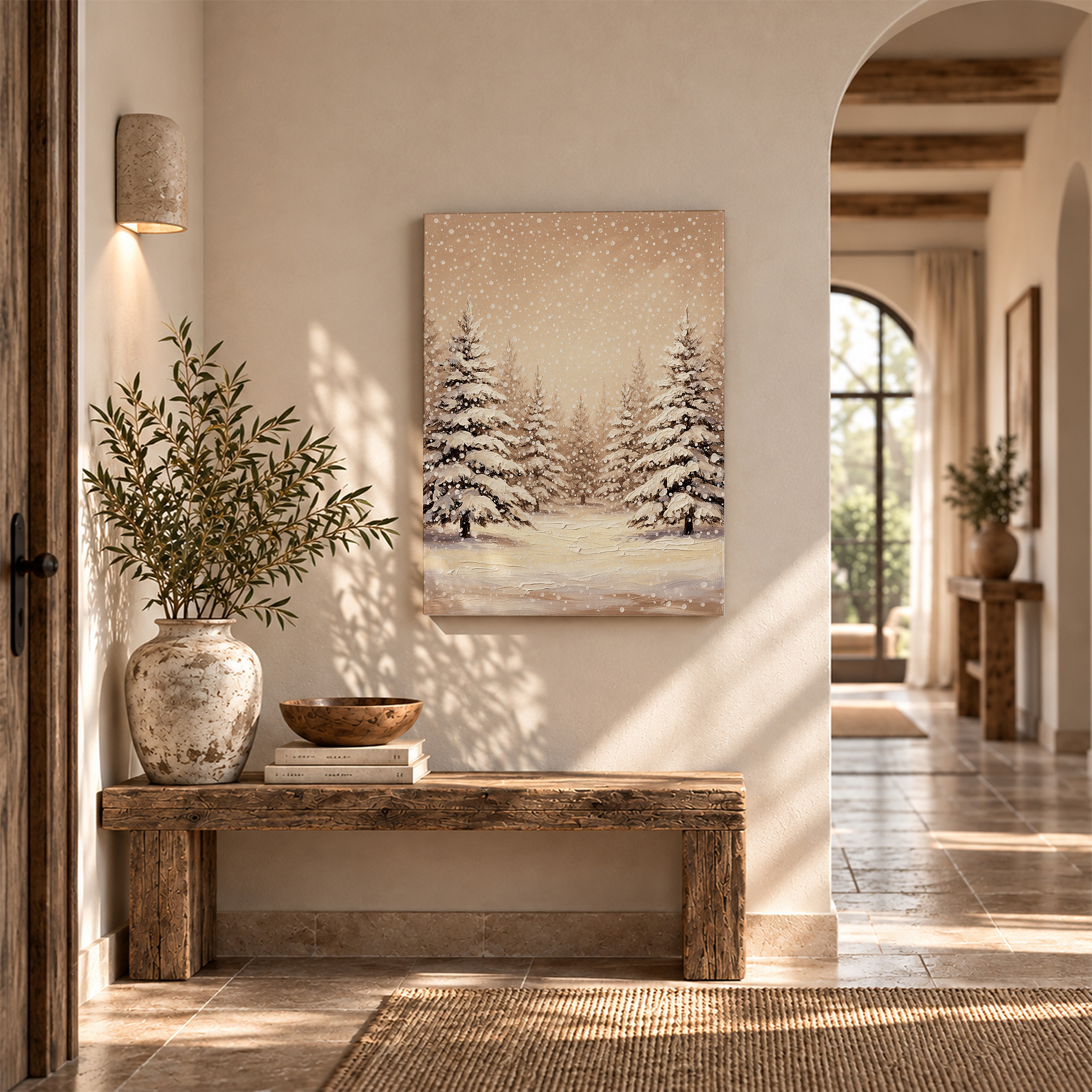 Snowy Pine Forest Framed Canvas Wall Art - Ready to Hang - Image 6