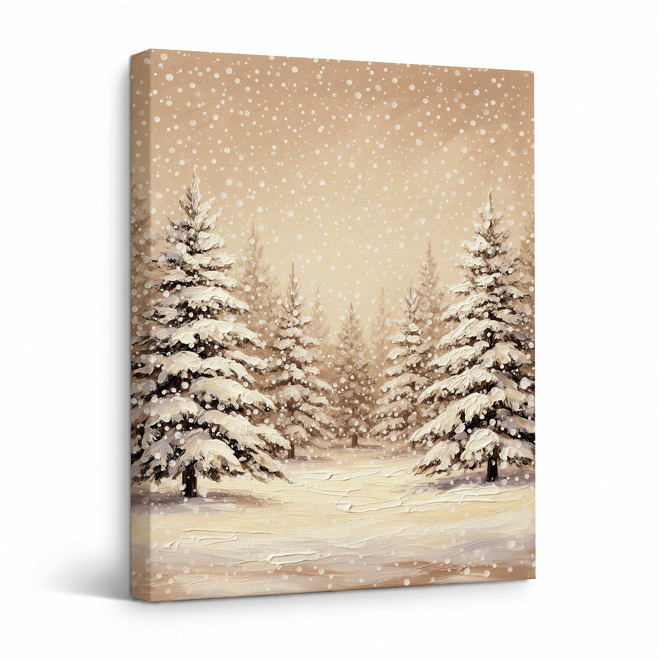 Snowy Pine Forest Framed Canvas Wall Art - Ready to Hang