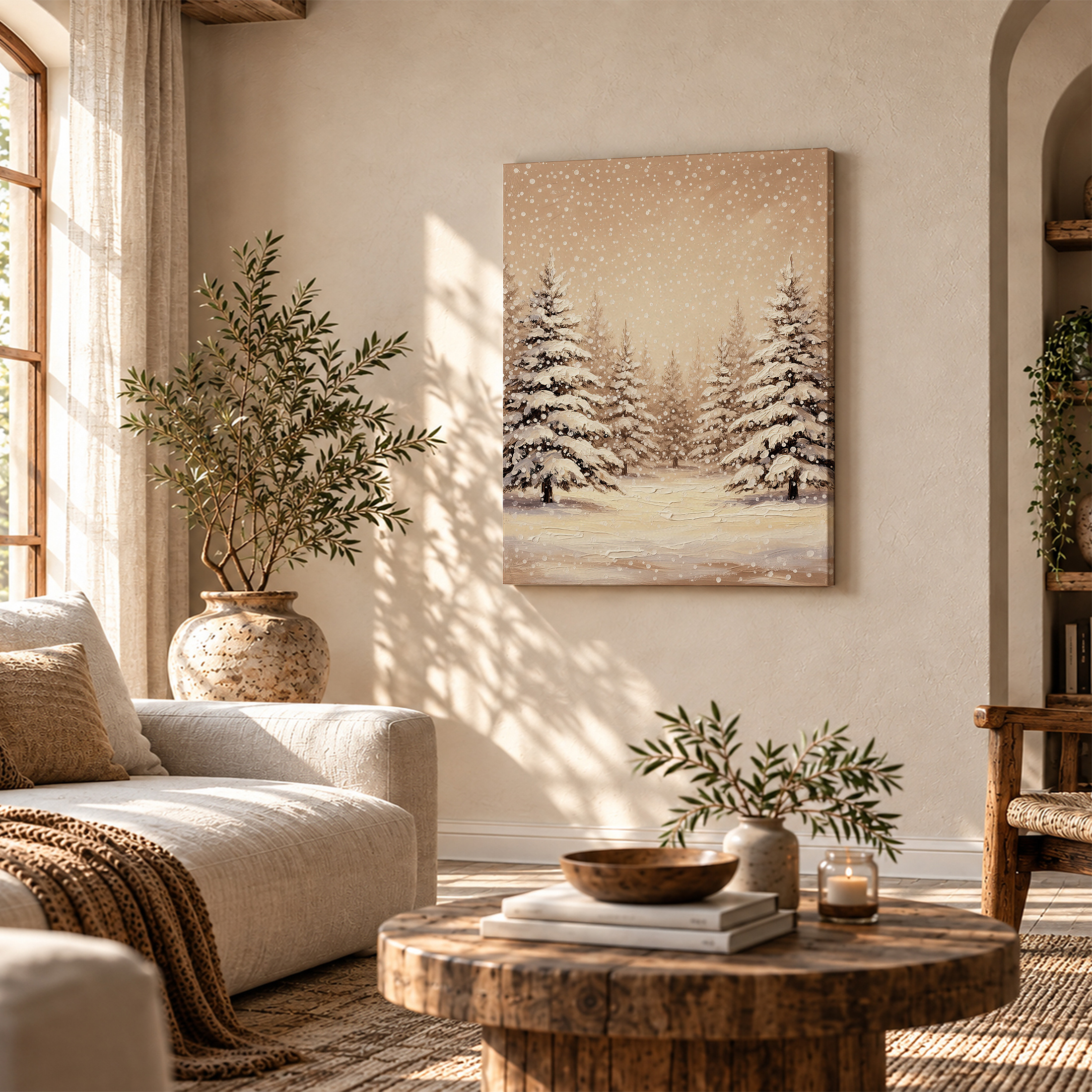 Snowy Pine Forest Framed Canvas Wall Art - Ready to Hang - Image 4