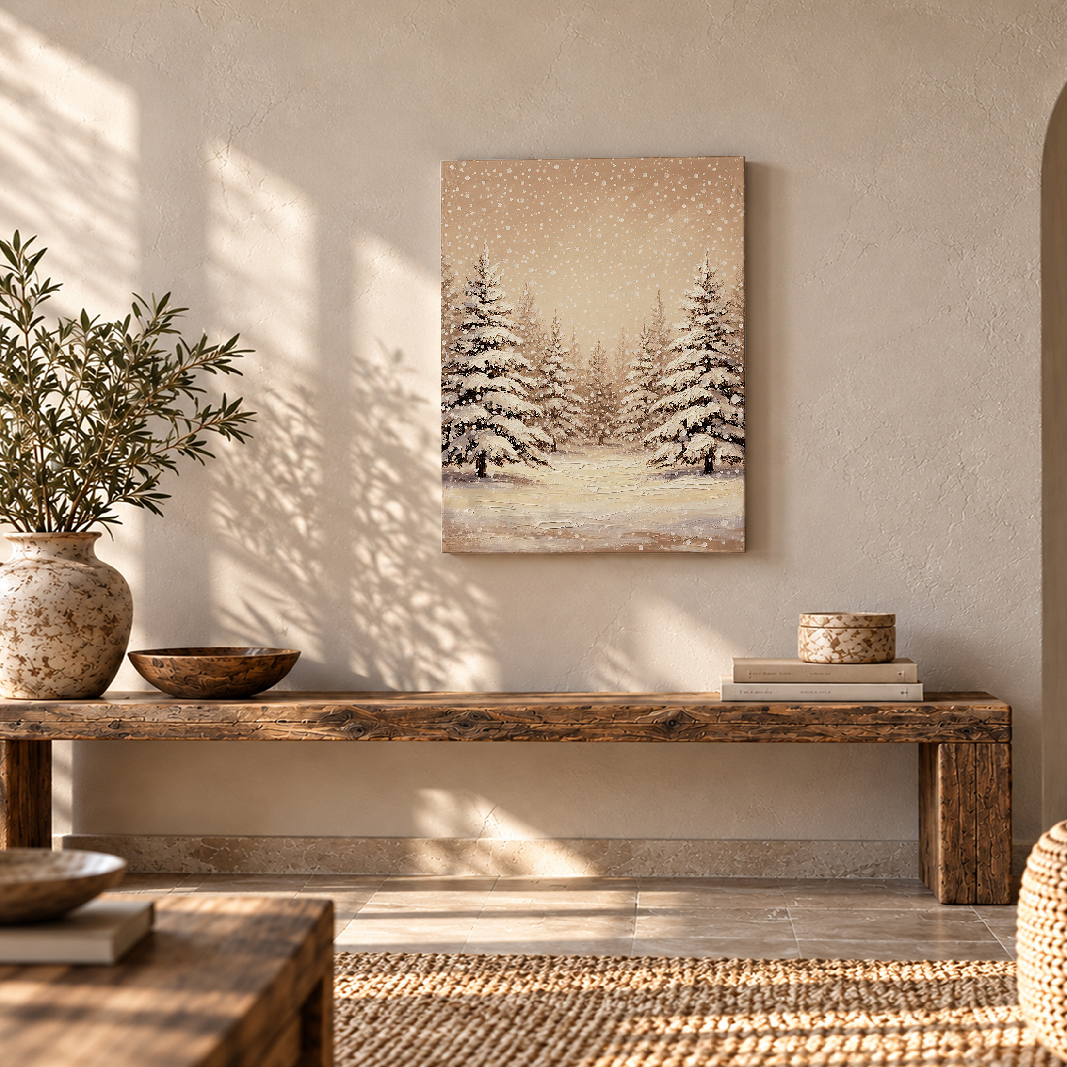 Snowy Pine Forest Framed Canvas Wall Art - Ready to Hang - Image 5