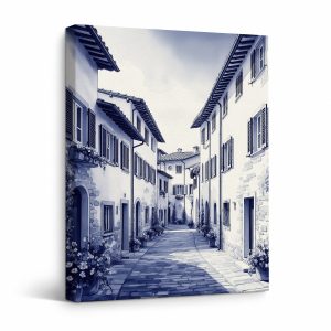 Serene Italian Street Framed Canvas Wall Art - Ready to Hang