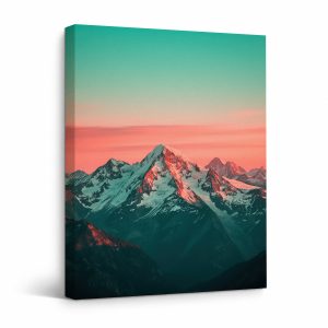 Sunset Mountain Landscape Framed Canvas Wall Art - Ready to Hang
