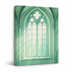 Gothic Stained Glass Window Framed Canvas Wall Art