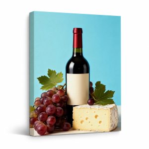 Wine & Cheese Still Life Framed Canvas Wall Art - Ready to Hang