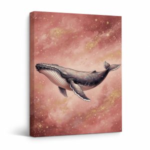 Cosmic Whale Starry Sky Framed Canvas Wall Art