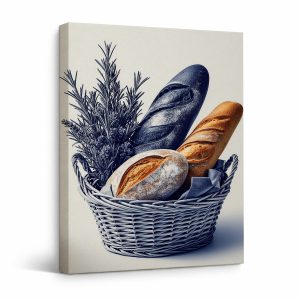 Rustic Bread & Rosemary Framed Canvas Wall Art