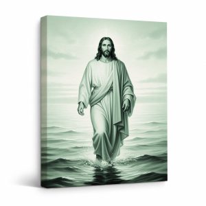 Jesus Walking on Water Serene Biblical Framed Canvas Wall Art