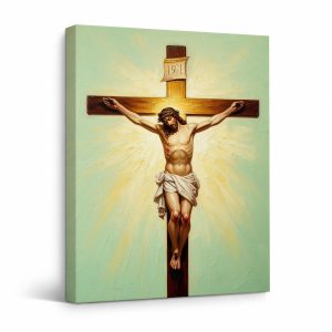 Jesus on Cross Religious Art Framed Canvas Wall Art Ready to Hang
