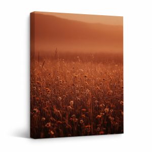 Golden Sunset Meadow Framed Canvas Wall Art | Ready to Hang