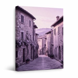 Tuscan Village Street Framed Canvas Wall Art - Serene Stone Lane Art