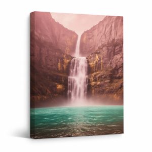 Pink Cliffs Waterfall Framed Canvas Wall Art - Ready to Hang