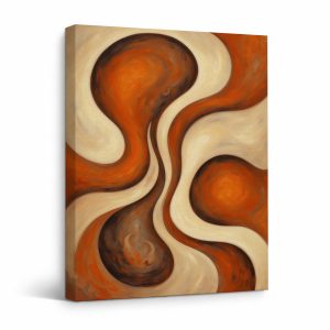 Warm Swirl Abstract Framed Canvas Wall Art