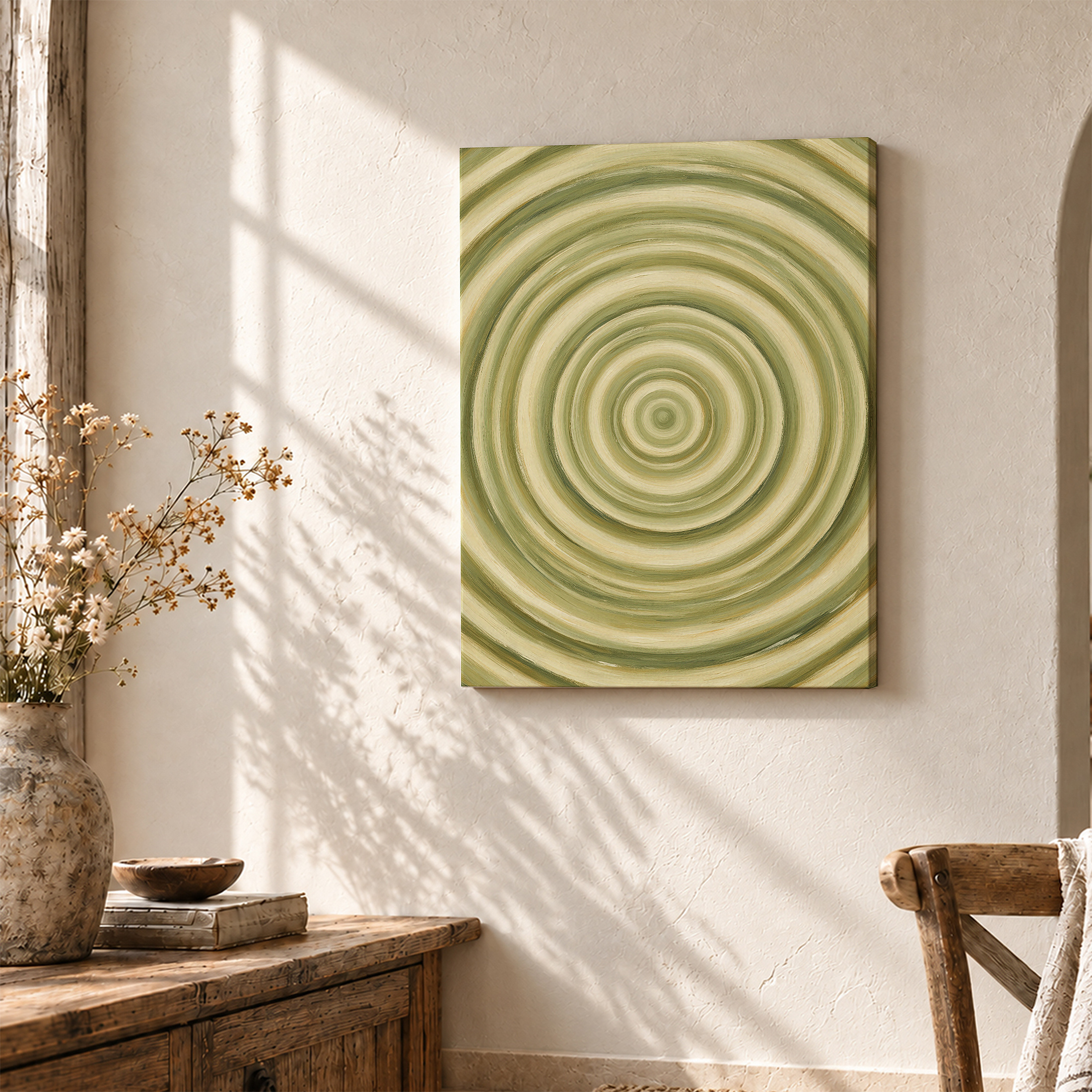 Green Spiral Abstract Framed Canvas Wall Art - Image 3