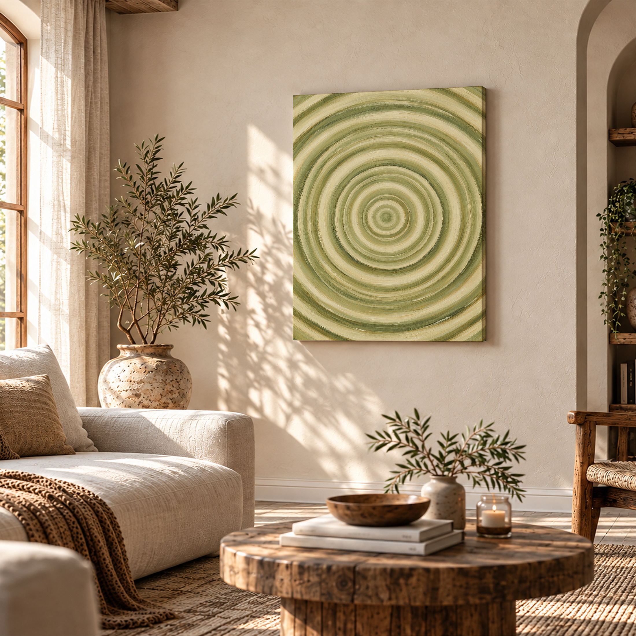Green Spiral Abstract Framed Canvas Wall Art - Image 4