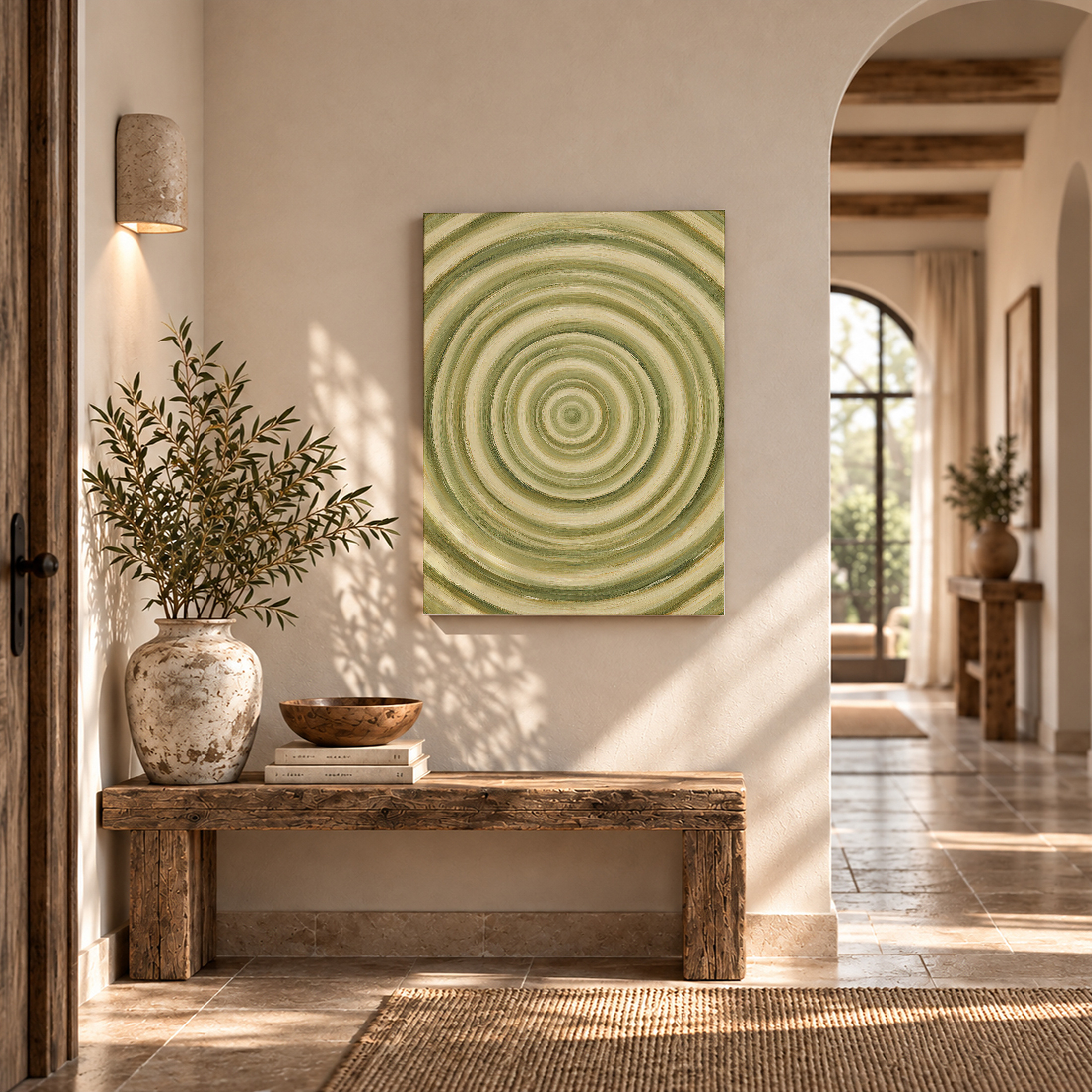 Green Spiral Abstract Framed Canvas Wall Art - Image 6