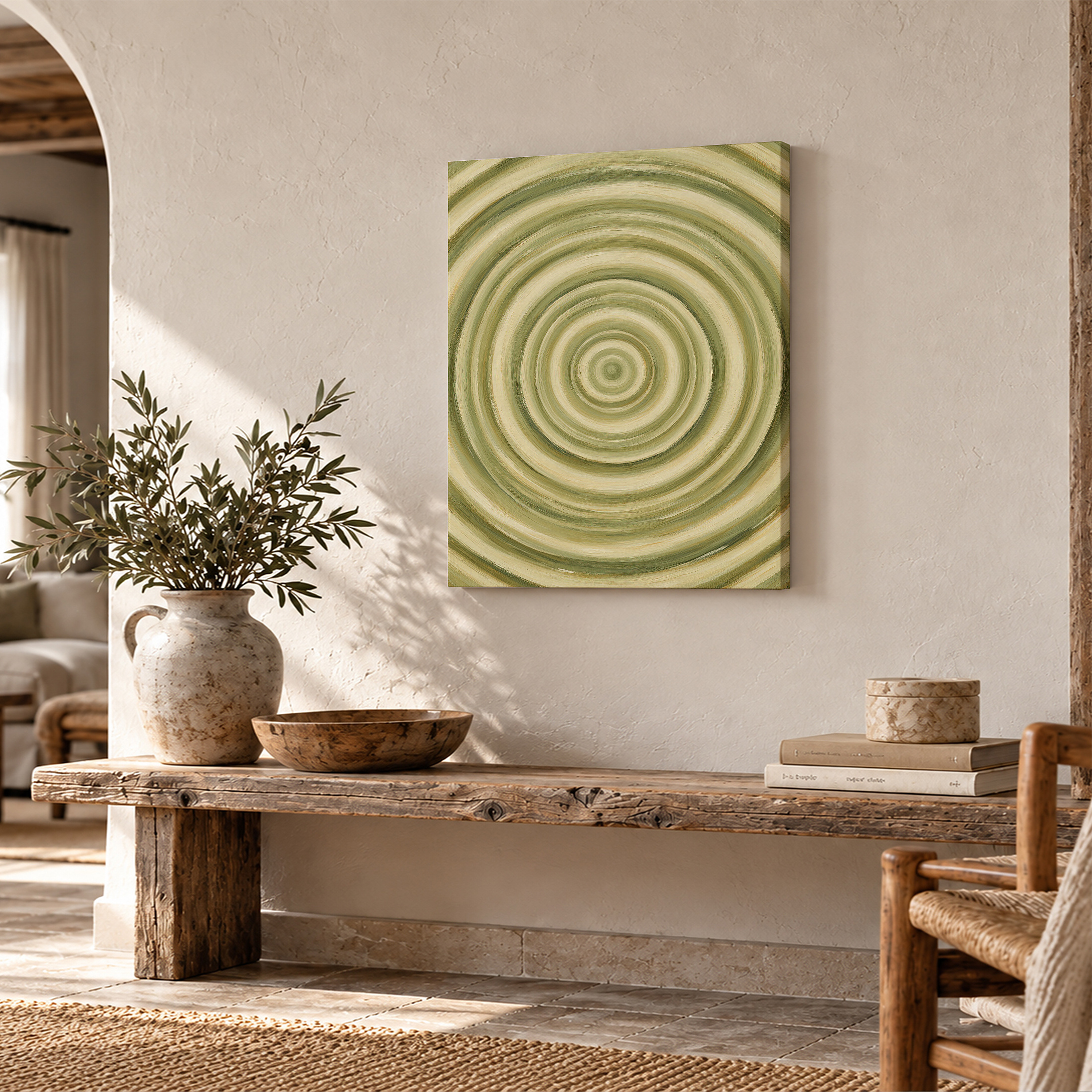 Green Spiral Abstract Framed Canvas Wall Art - Image 2