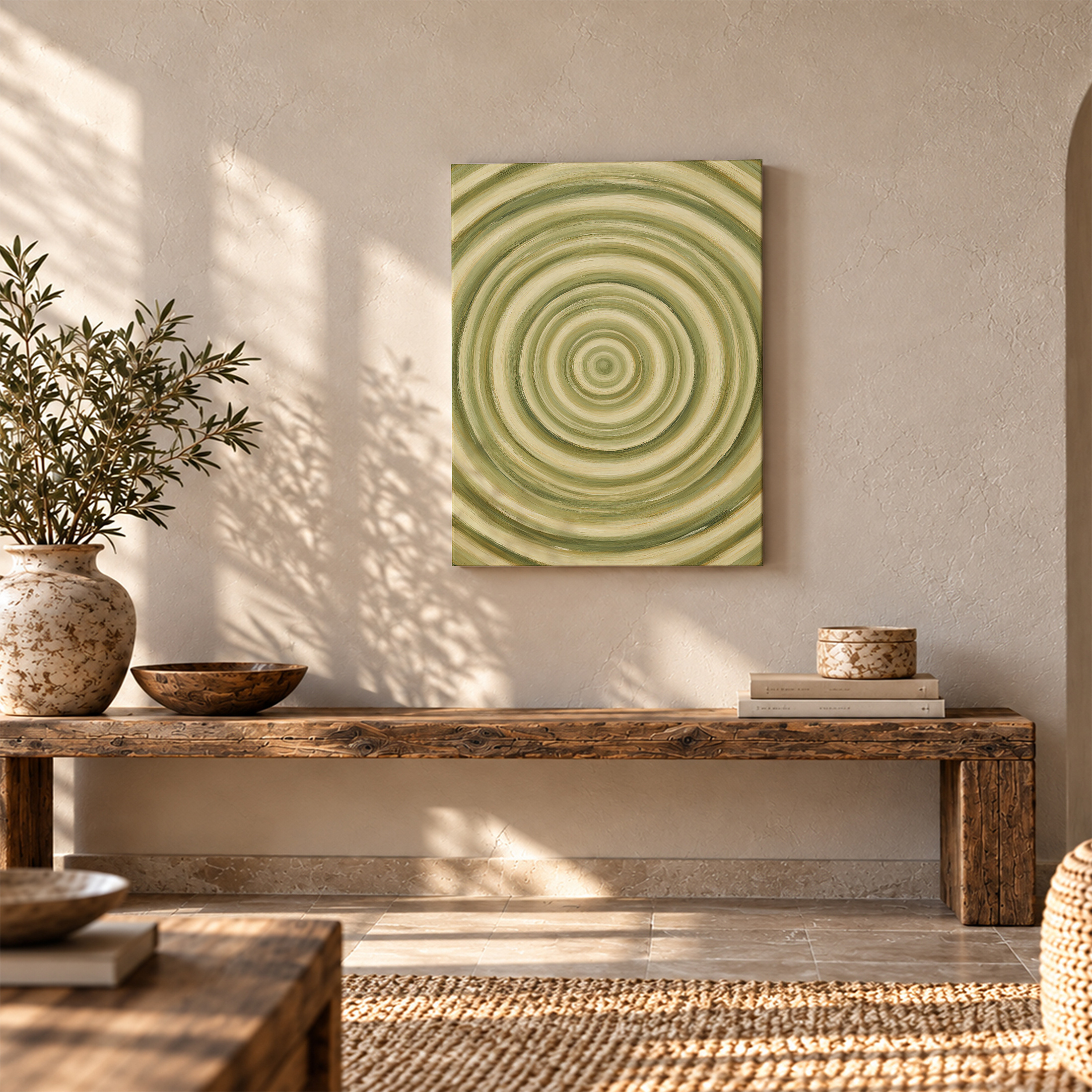 Green Spiral Abstract Framed Canvas Wall Art - Image 5
