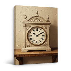 Vintage Wall Clock Framed Canvas Wall Art - Ready to Hang