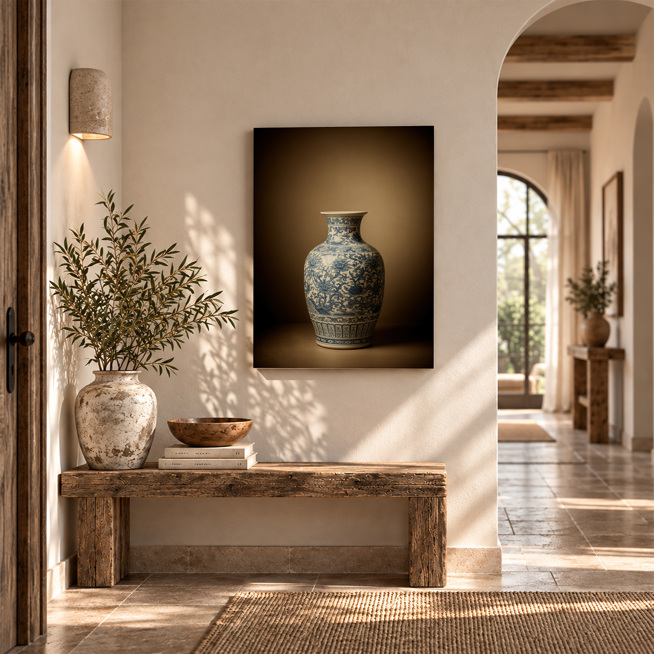 Blue and White Porcelain Vase Framed Canvas Wall Art - Ready to Hang - Image 6