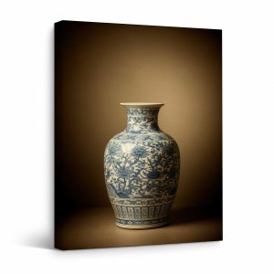 Blue and White Porcelain Vase Framed Canvas Wall Art - Ready to Hang