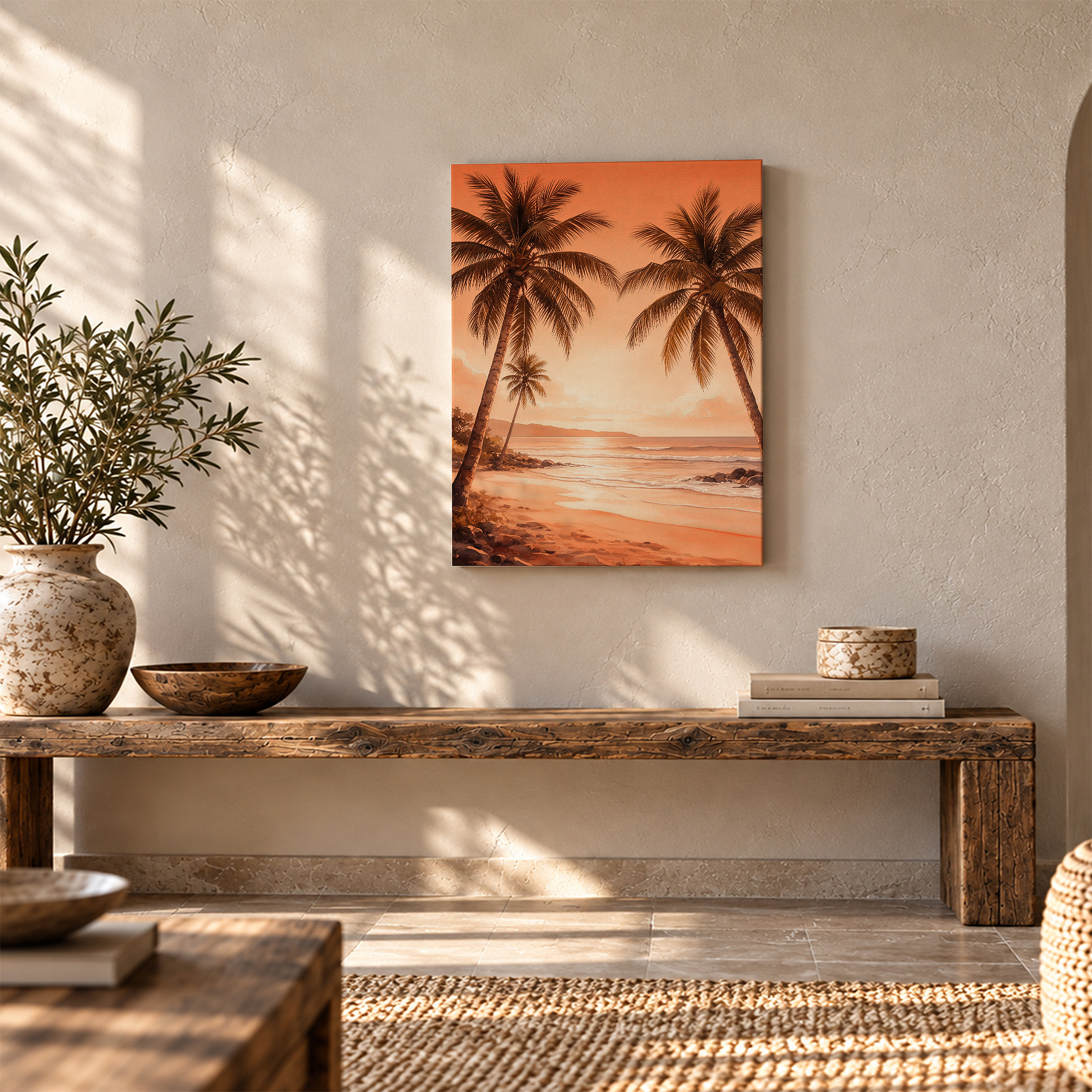 Tropical Sunset Beach Framed Canvas Wall Art - Ready to Hang - Image 5