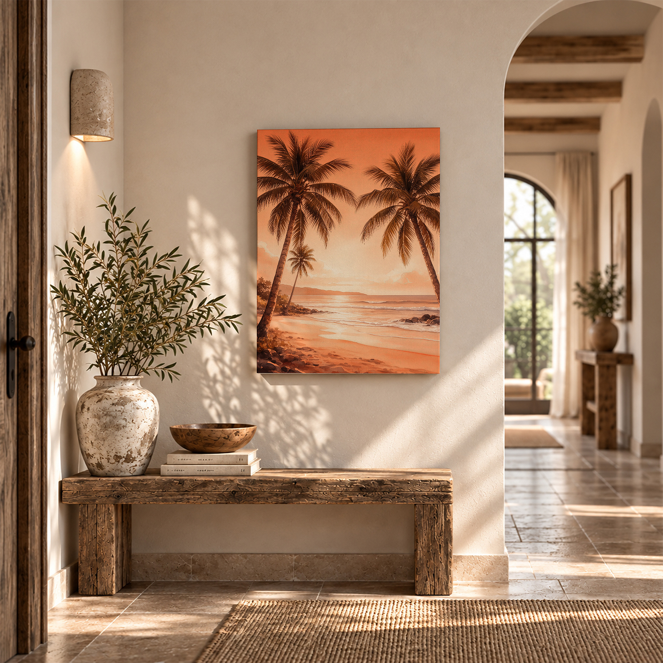 Tropical Sunset Beach Framed Canvas Wall Art - Ready to Hang - Image 6