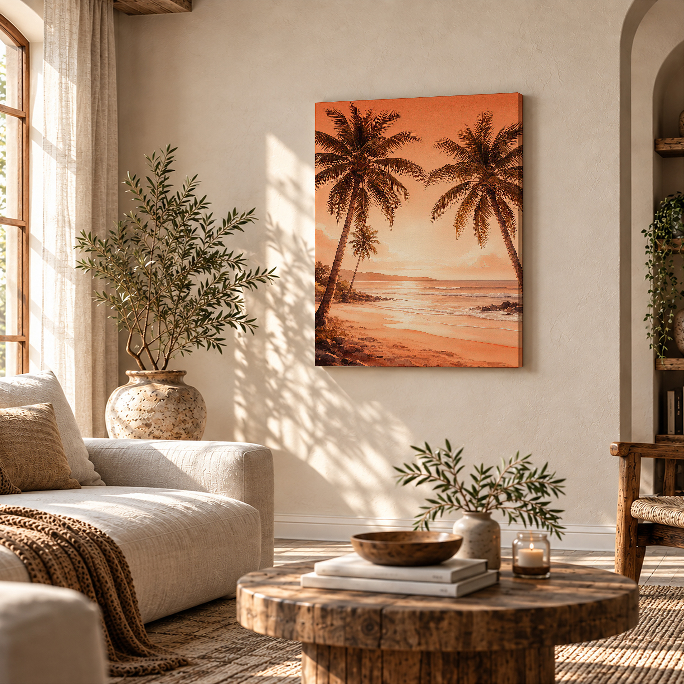 Tropical Sunset Beach Framed Canvas Wall Art - Ready to Hang - Image 4