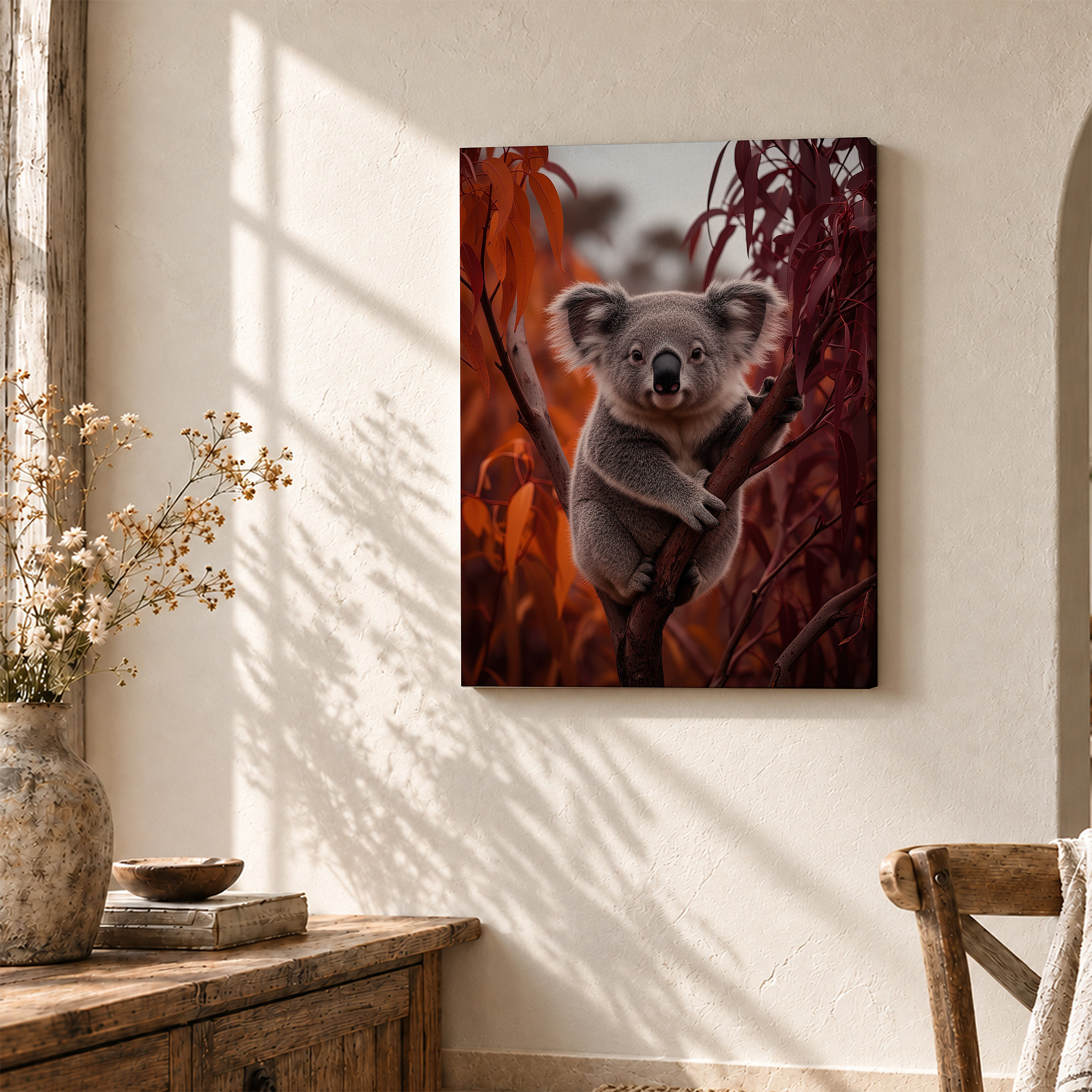Autumn Koala Tree Framed Canvas Wall Art - Ready to Hang - Image 3
