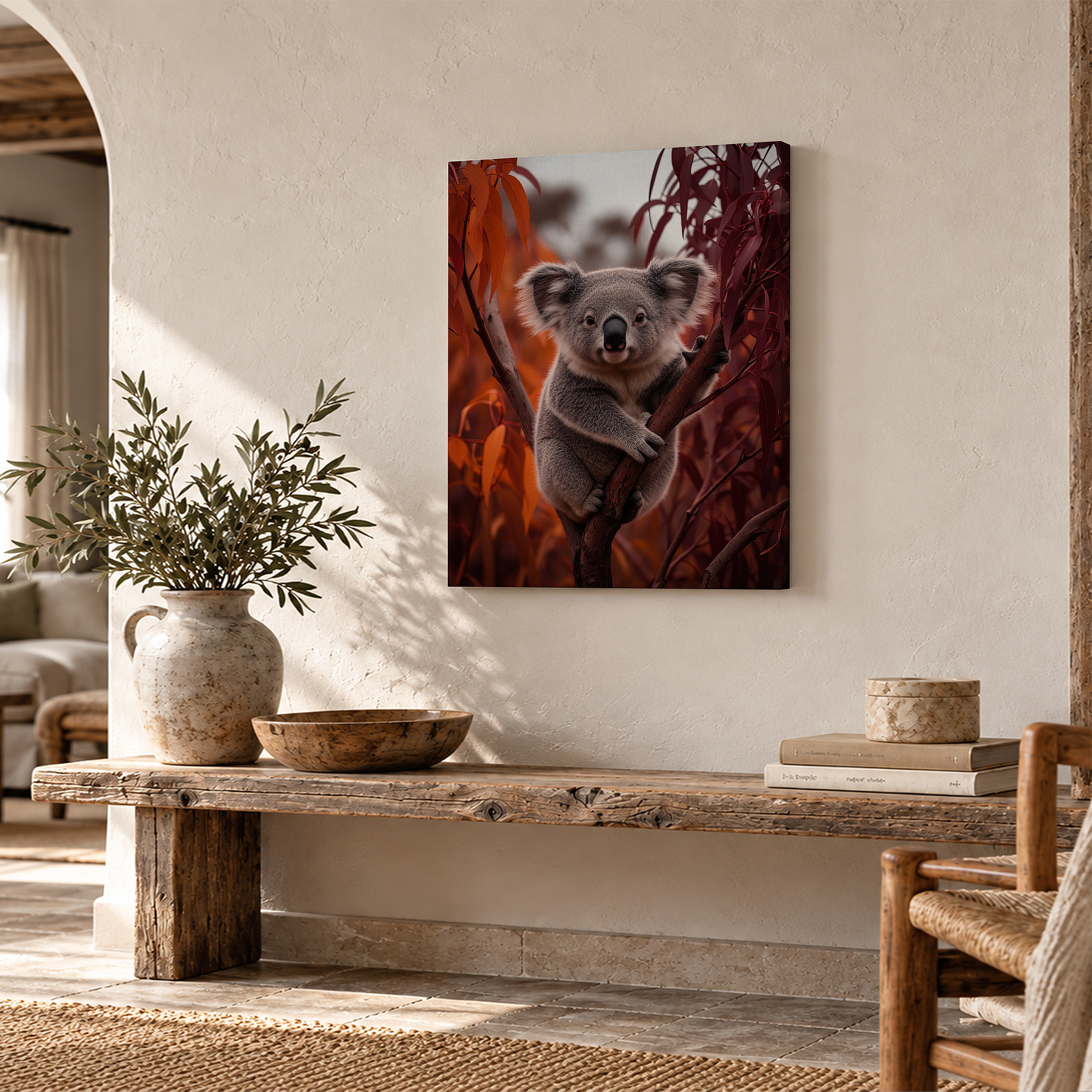Autumn Koala Tree Framed Canvas Wall Art - Ready to Hang - Image 2