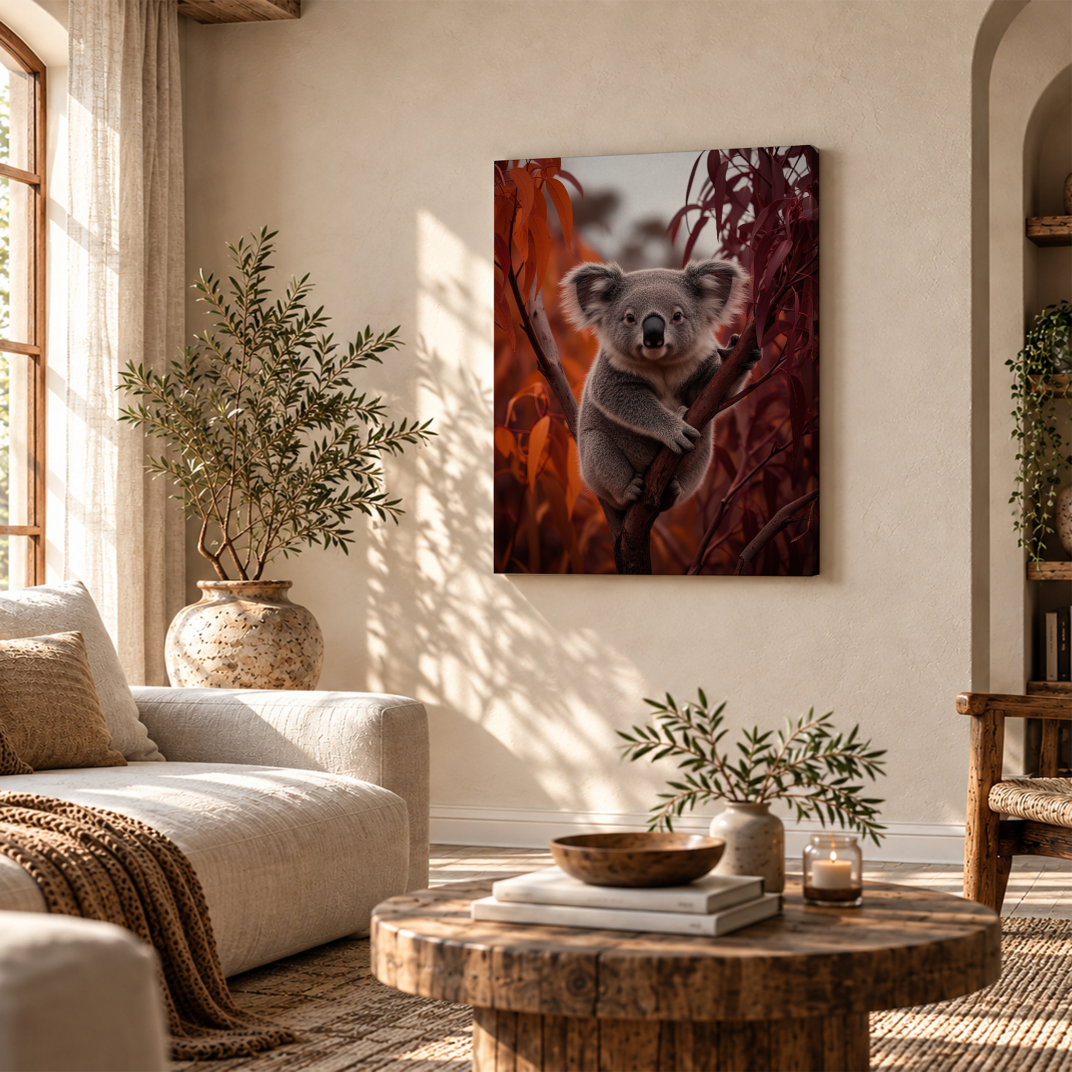 Autumn Koala Tree Framed Canvas Wall Art - Ready to Hang - Image 4