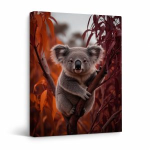 Autumn Koala Tree Framed Canvas Wall Art - Ready to Hang