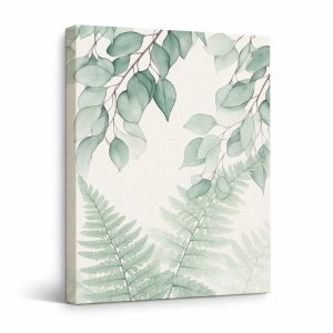Mint Green Botanical Watercolor Framed Canvas Wall Art
