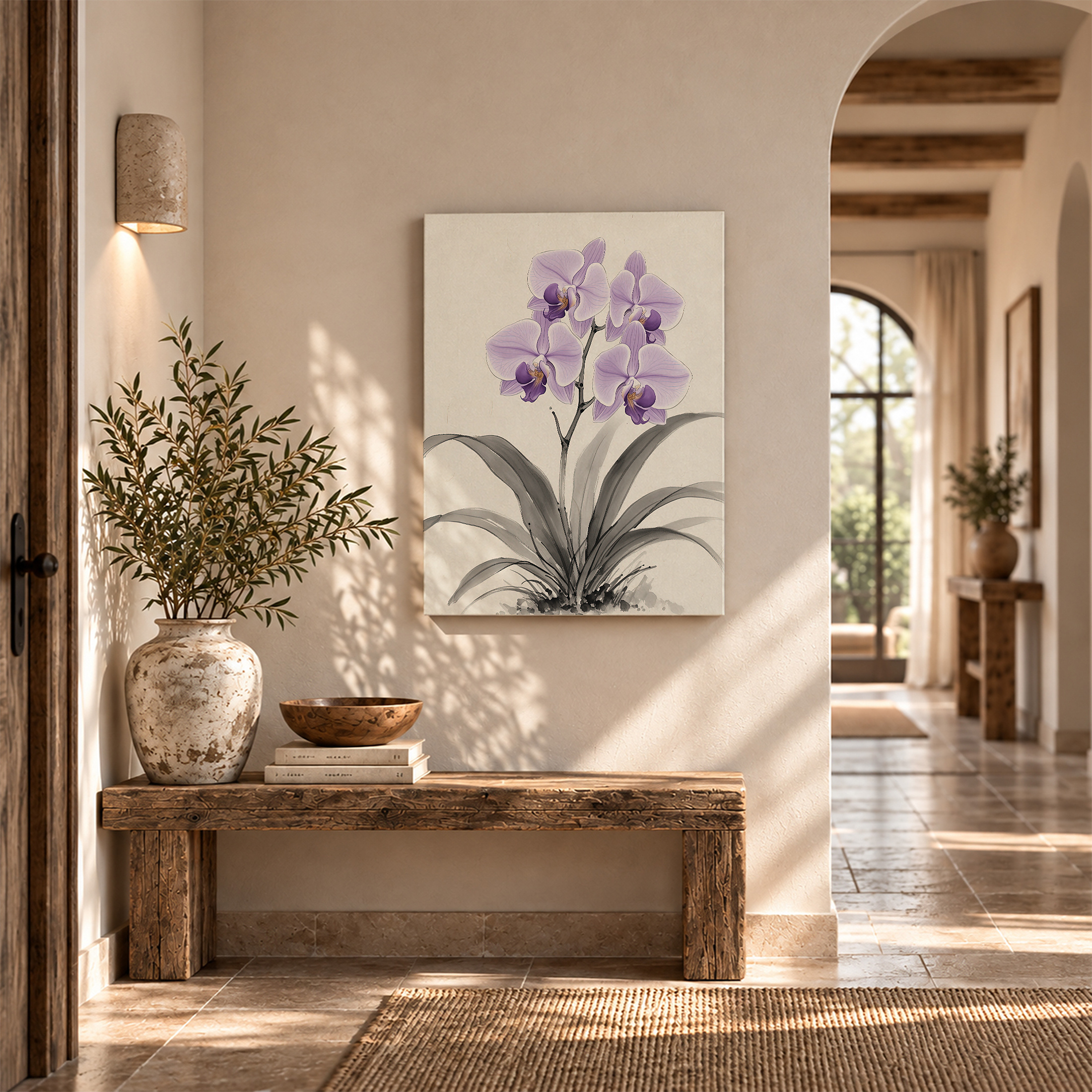 Purple Orchid Watercolor Framed Canvas Wall Art | Ready to Hang - Image 6