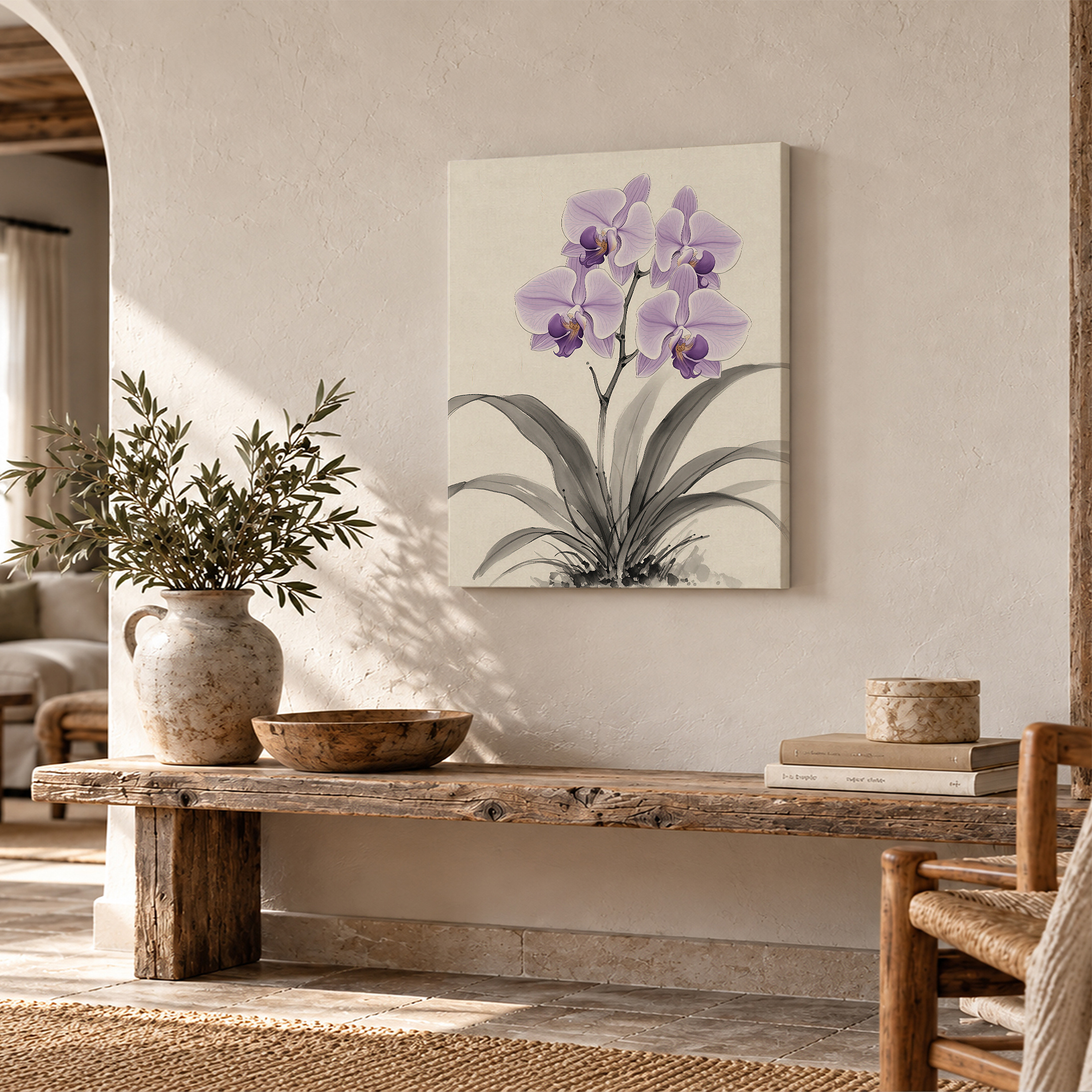Purple Orchid Watercolor Framed Canvas Wall Art | Ready to Hang - Image 2