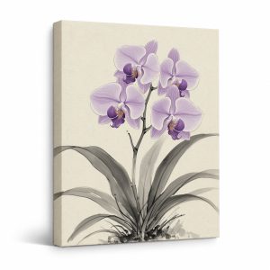 Purple Orchid Watercolor Framed Canvas Wall Art | Ready to Hang