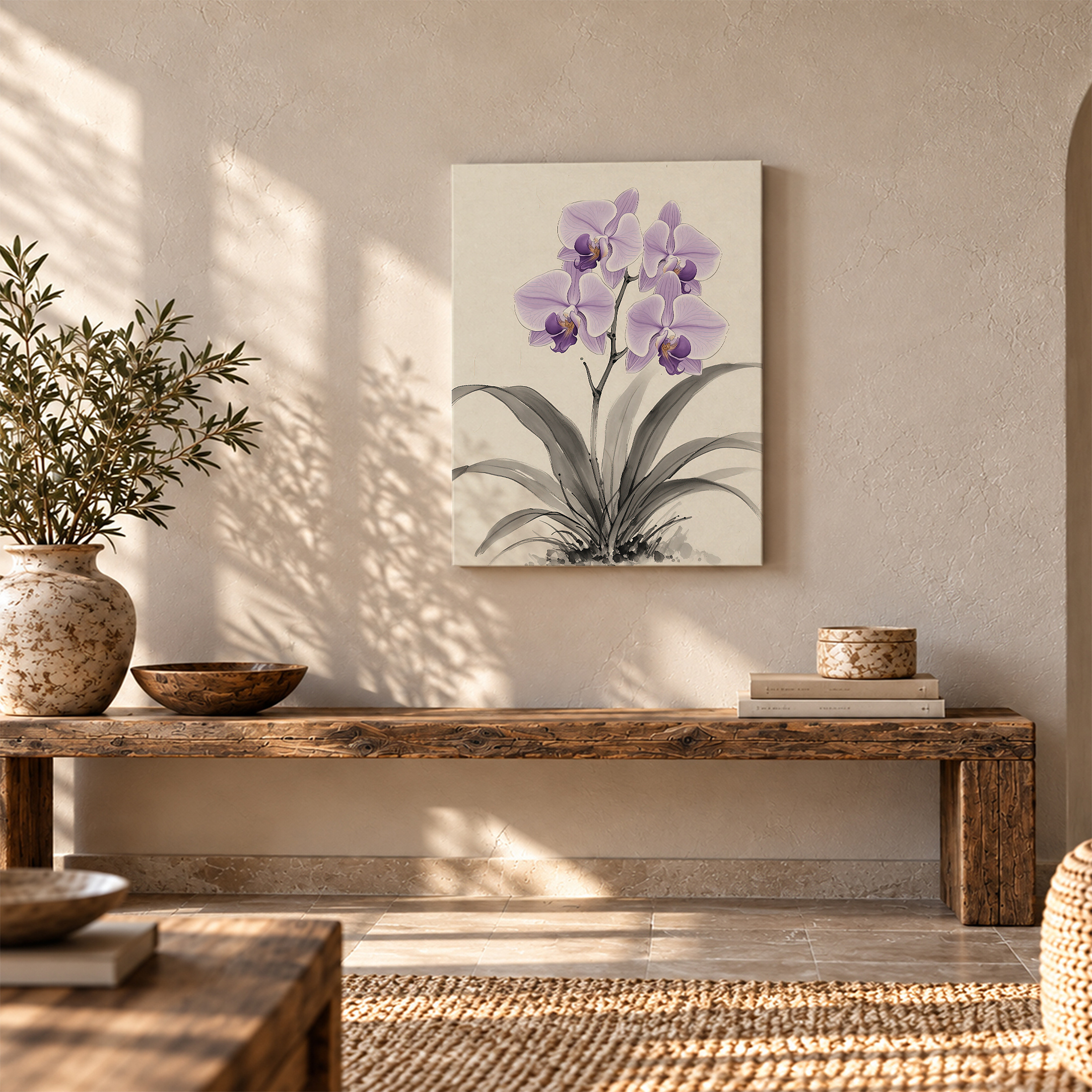 Purple Orchid Watercolor Framed Canvas Wall Art | Ready to Hang - Image 5