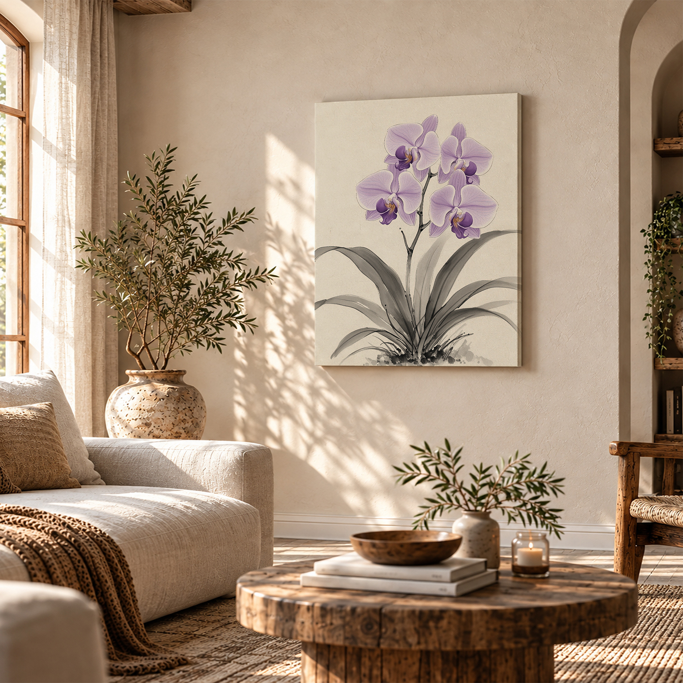 Purple Orchid Watercolor Framed Canvas Wall Art | Ready to Hang - Image 4