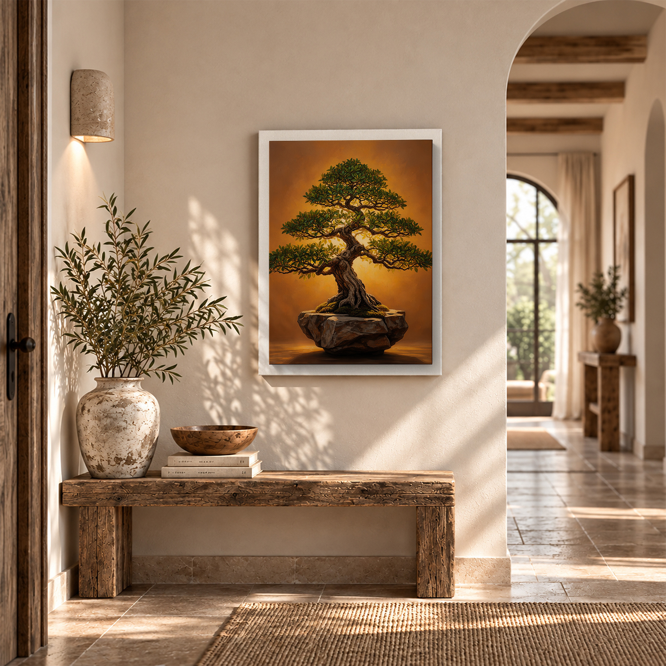 Sunset Bonsai Tree Framed Canvas Wall Art - Ready to Hang - Image 6