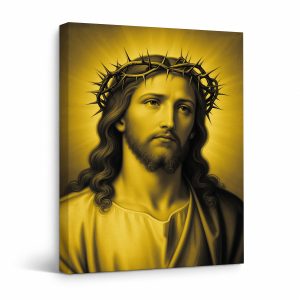 Golden Crown of Thorns Religious Framed Canvas Wall Art - Ready to Hang