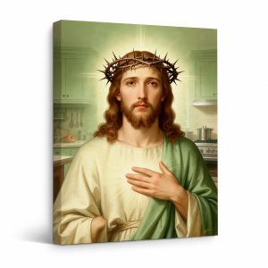 Sacred Kitchen Jesus Framed Canvas Wall Art - Ready to Hang