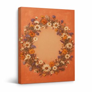 Vintage Floral Wreath Framed Canvas Wall Art - Ready to Hang