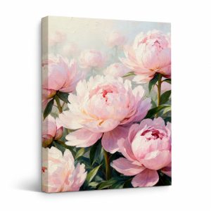 Pink Peony Floral Framed Canvas Wall Art