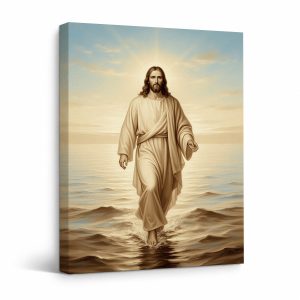 Jesus Walking on Water Framed Canvas Wall Art Ready to Hang