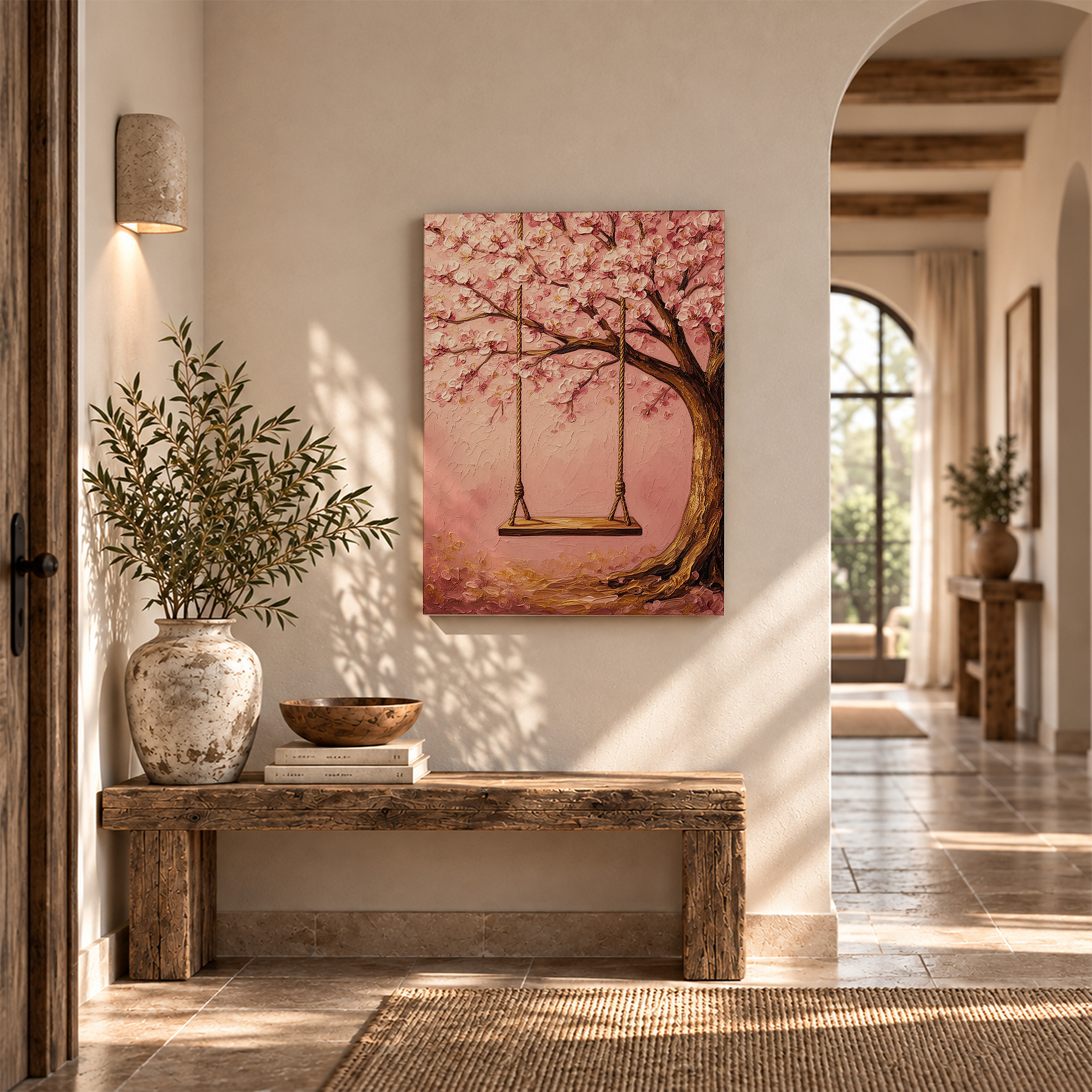 Cherry Blossom Swing Framed Canvas Wall Art | Ready to Hang - Image 6