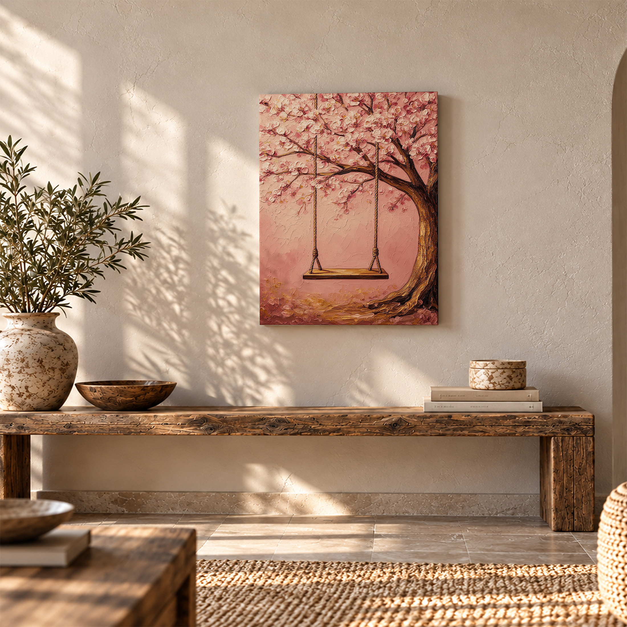 Cherry Blossom Swing Framed Canvas Wall Art | Ready to Hang - Image 5