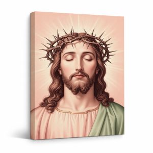 Serene Jesus Crown of Thorns Framed Canvas Wall Art