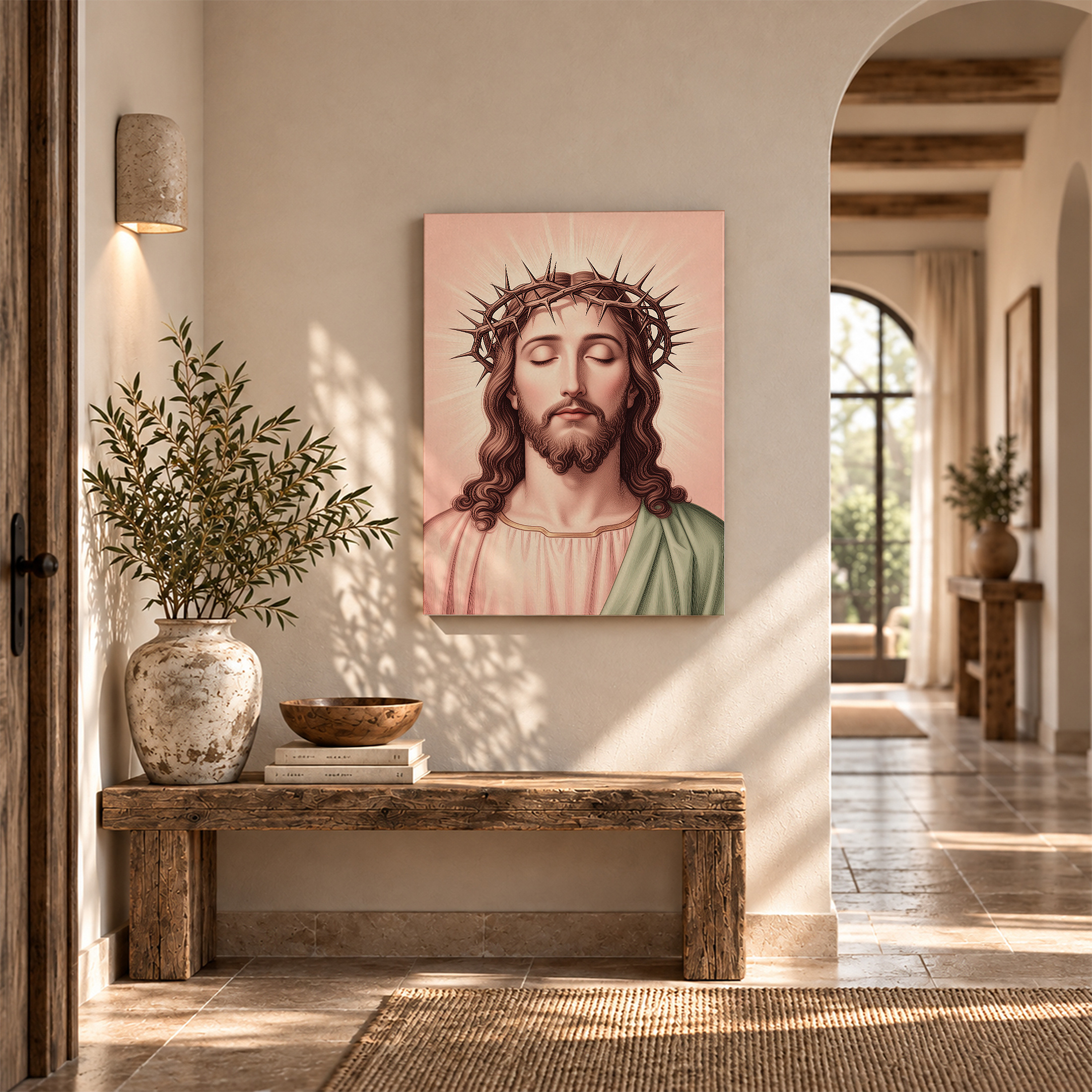 Serene Jesus Crown of Thorns Framed Canvas Wall Art - Image 6