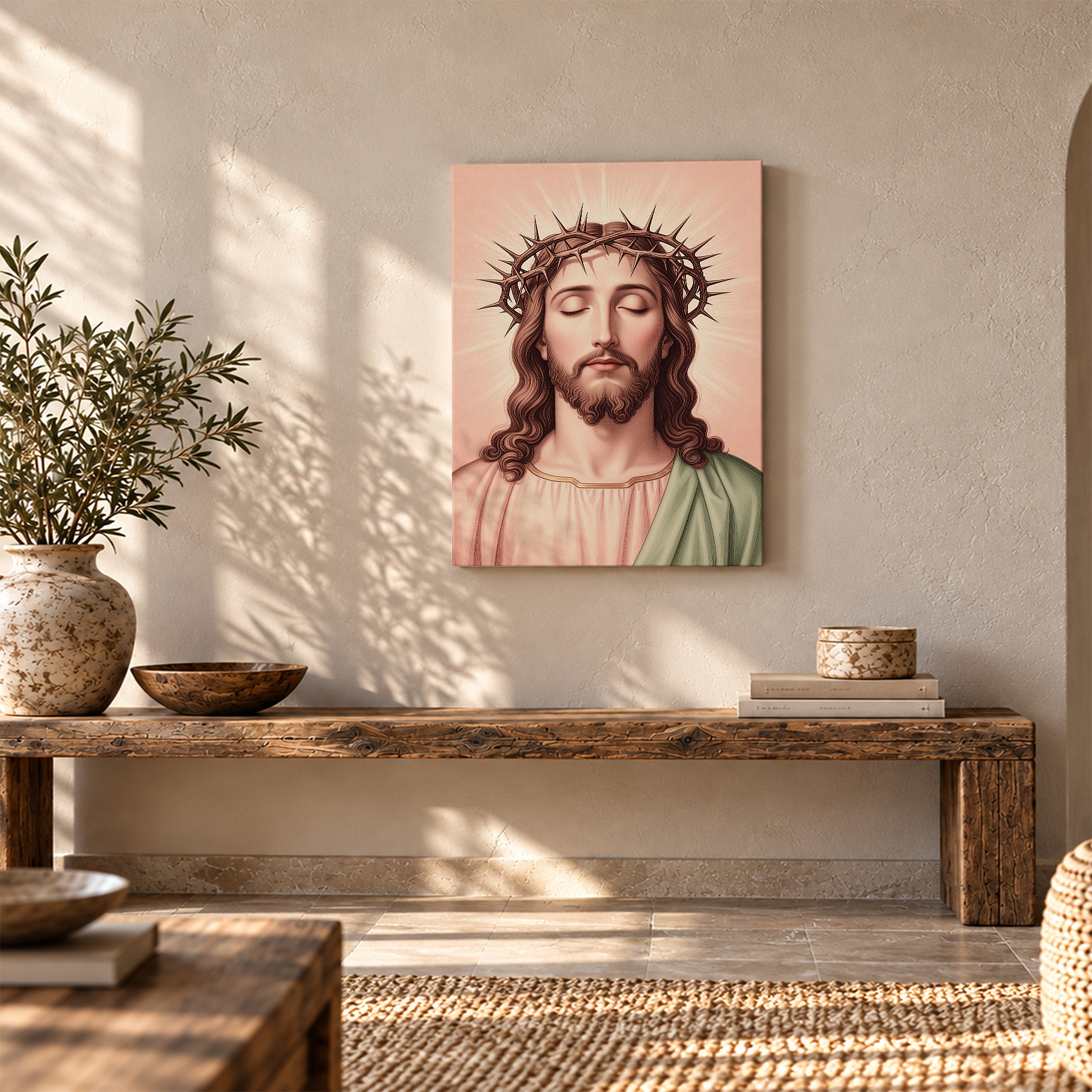 Serene Jesus Crown of Thorns Framed Canvas Wall Art - Image 5