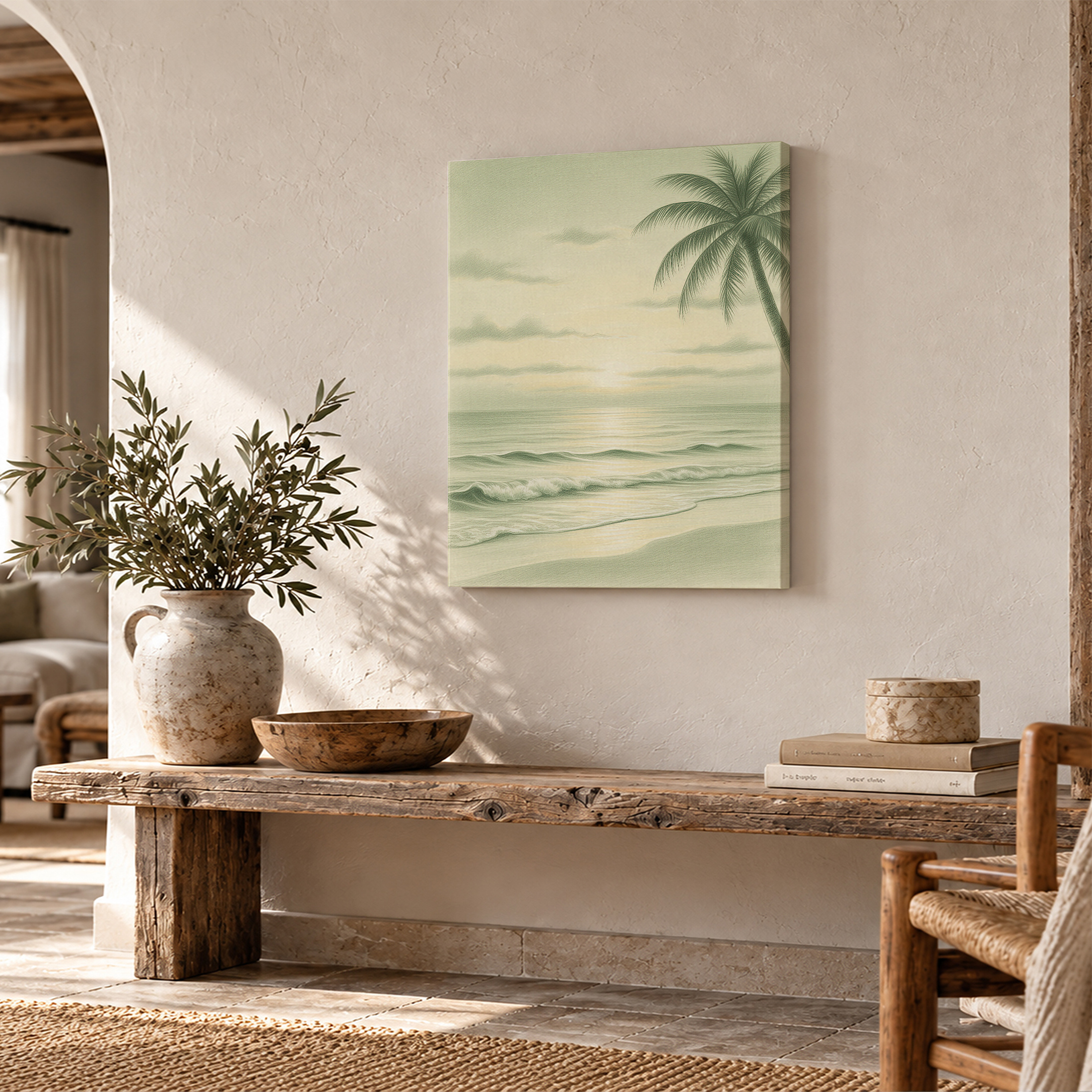 Tropical Sunset Beach Framed Canvas Wall Art - Image 2