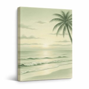 Tropical Sunset Beach Framed Canvas Wall Art